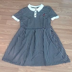 ModCloth Cultivated Quirk Striped Dress w/Red Cat